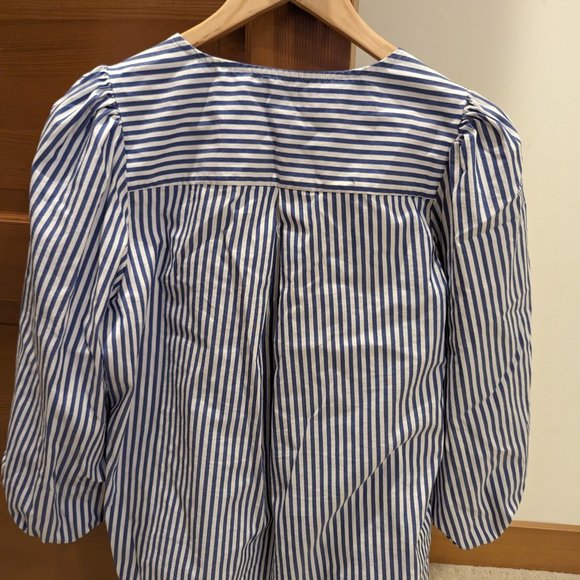 Banana Republic Striped Poplin Puff-Sleeve Blouse Size Medium - Picture 3 of 6